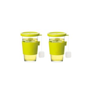 Набор стаканов GL-1363, 380 мл, 2 шт, стекло/силикон, зеленый/прозрачный