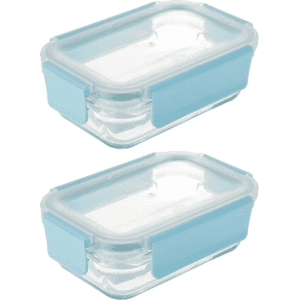 Набор стеклянных контейнеров Glasslock ORRT039P-2 (395ml х 2, прямоугольный, для духовки, синий силикон)