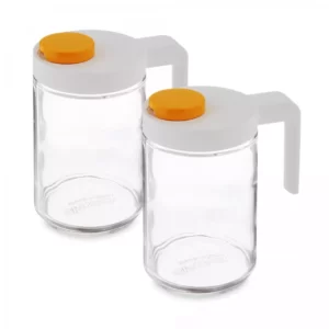 Набор из 2-х стеклянных контейнеров для масла и соусов с пластиковыми крышками IP608S-2, 600 мл.